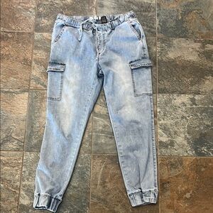Light Blue Jogger-Style Cargo Jeans